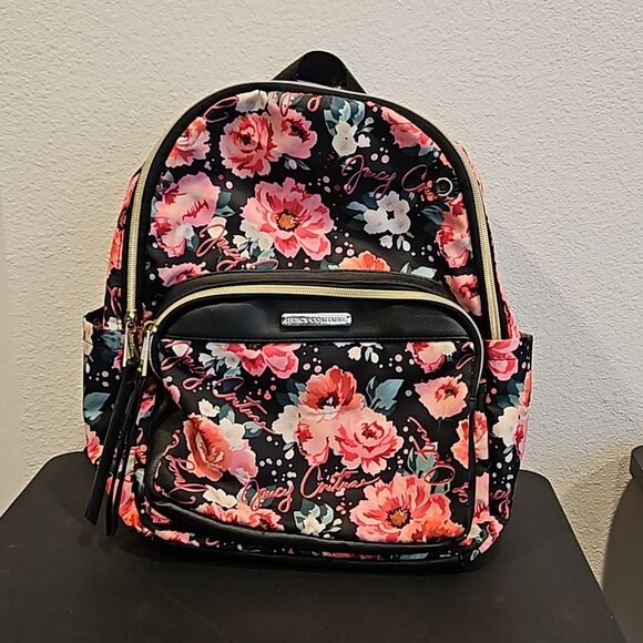Juicy Couture Handbags - JUICY COUTURE Rosie Backpack Black with Pink Floral